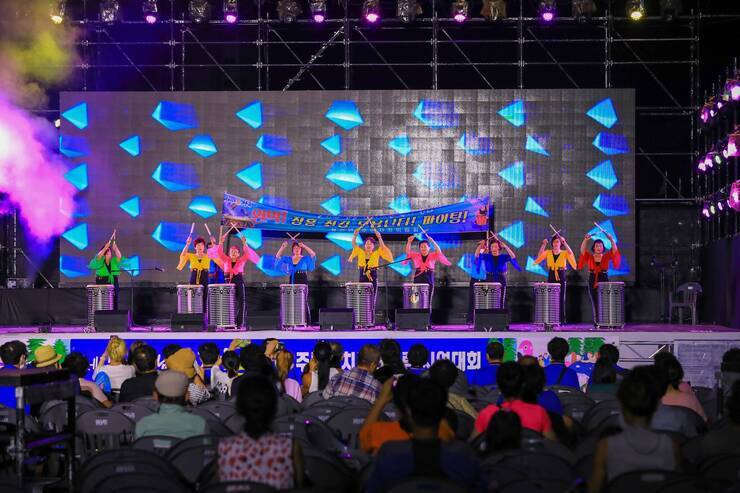 제15회 정남진 물축제장흥군 10개 읍면 주민자치시연 사진입니다.