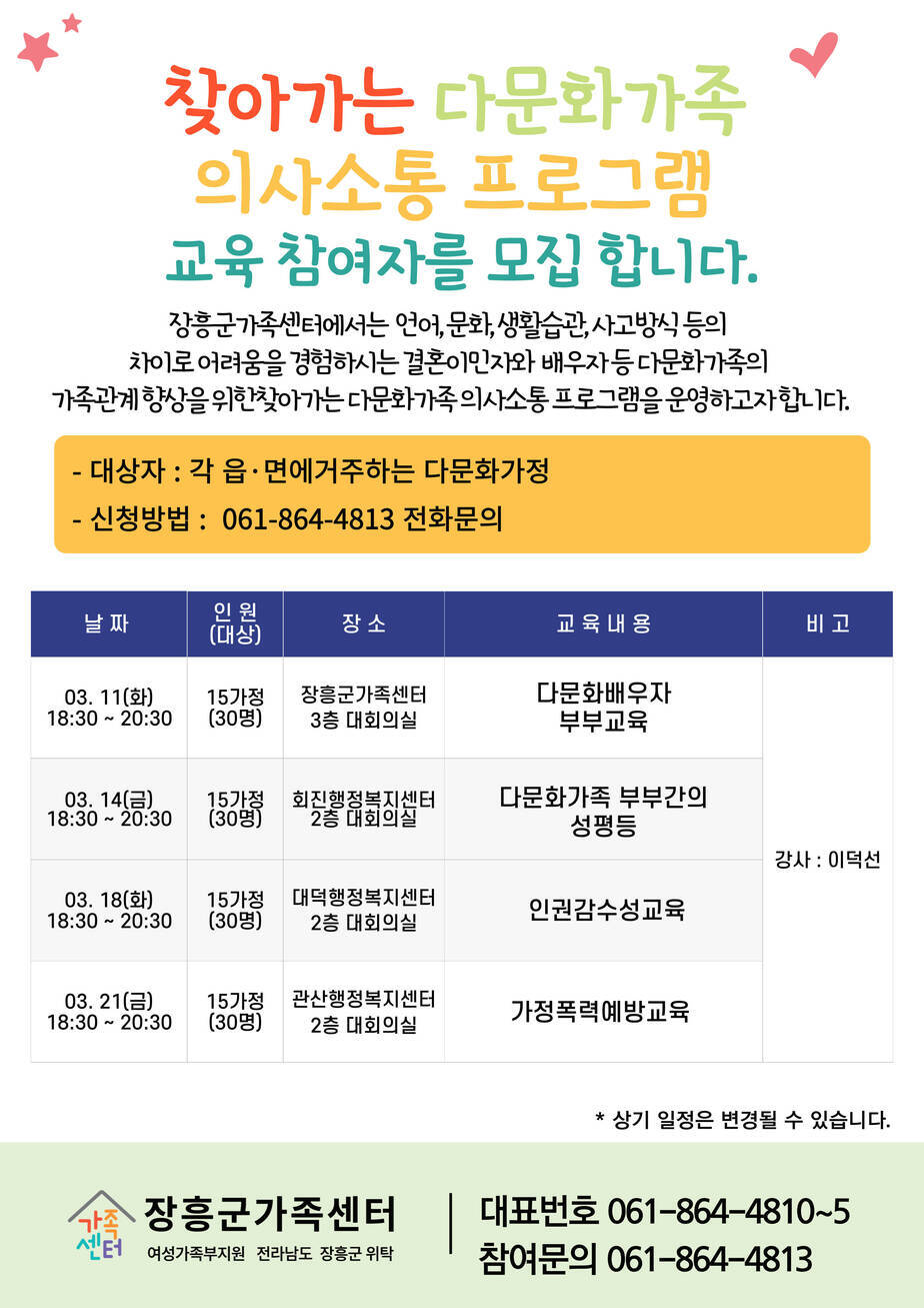 2025년 찾아가는 다문화가족 의사소통 프로그램 