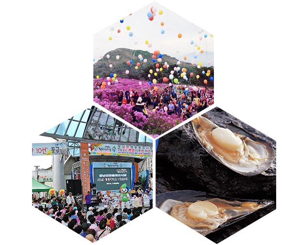 총3장의 사진으로 장흥축제행사모습,토요시장무공연모습,싱싱한해산물
