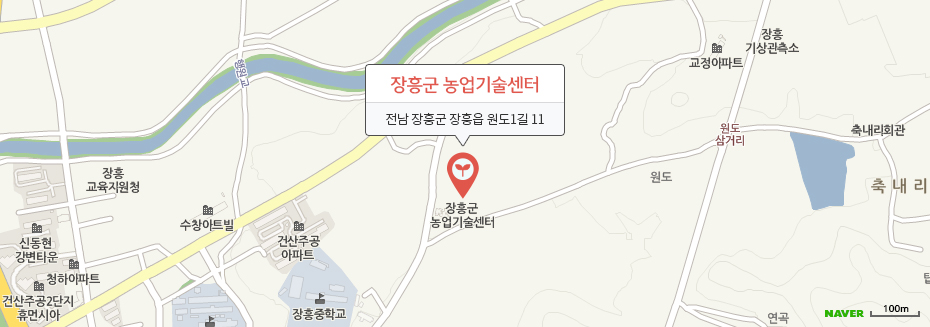 네이버 지도 이미지에 장흥군농업기술센터 전남 장흥군 장흥읍 원도1길 11 위치 표시
